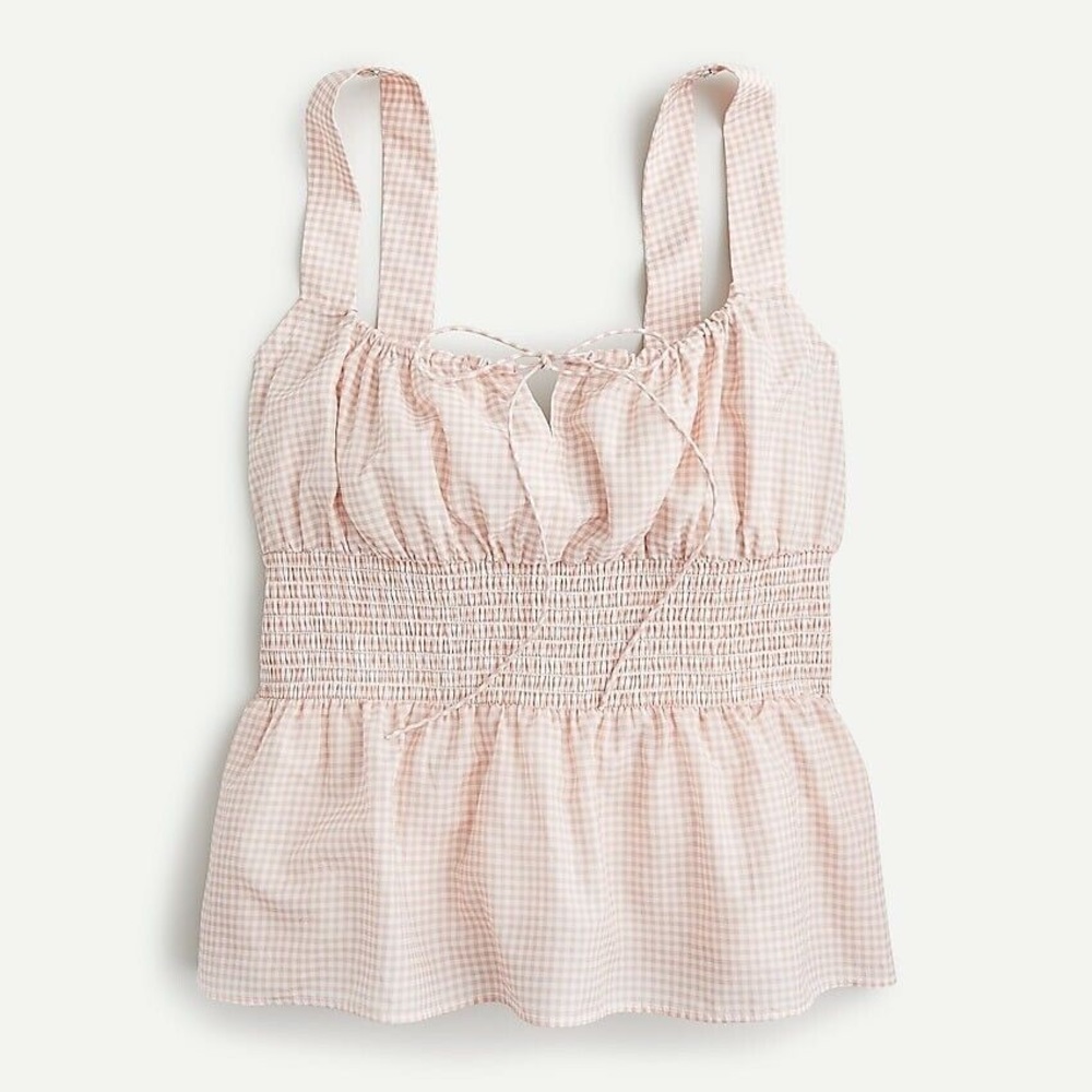 Cotton milkmaid sleeveless gingham blouse